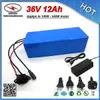 Pvc encaixotado 500 W de cycle profundo 36 V 12Ah vélo électrique batterie de 18650 15A BMS 2A frete gr￡tis