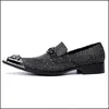 Ankunft Metall New Tipped Spoted Toe Man Formal Kleid Männliche Paty Prom Schuhe Schuhe echtes Lederrutsch auf Männern Weddin Bac