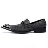 Arrivée Metal Nouveau Tipped Point Tee Man Robe formelle Male Paty Prom Shoes Footwear Geothesine Le cuir Slip on Men S Weddin Bac