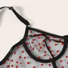 Sets Sets Ropa interior para mujer Cordón de encaje Heart Print Mess Lingerie Set Sexy Sheer Bralette Panty Erotic Pijamas