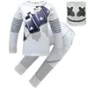 Cosplay DJ Marshmello Costume pour enfants garçons filles hauts/pantalons/masque ensemble enfants blanc vêtements de maison pour Halloween carnaval jeu Cos vêtements