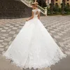 2022 Arabski ASO EBI Eleganckie suknie ślubne Boho ogród linia V Neck Koronki Appliqued Sukienki ślubne Plus Size Sweep Corset Back Vestidos de Novia Al3927