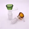 Color Thick glass bong slides with handle bowl funnel Male 14mm 18mm Smoking accessories Water Pipe bongs bowls heady slide