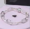 Real S925 Sterling Silver Charms Armband Mig Samarbete Chunky Link Armband Bangle Fit For Pandora Diy Bead Charm