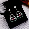 Partihandel-Fashion Long Pearl Örhängen för Kvinnor Creative Bag Shaped Stud Earring Korea Style S925 Silver Smycken