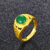 Anello di giada regolabile in oro giallo 18 carati con fascia da uomo classica da donna