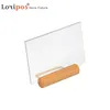 A6 Wood Menu Stand Home Picture Poster Frame Acryl Photo Holder Stand Houten Basis L Vorm voor Tabel Prijs Tag Display