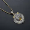 Hommes Femmes Hip Hop Collier plaqué or pleine CZ Lion Collier pour Hommes Femmes Nice cadeau