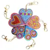 Diy Heart Shaped Keychain Rhinestone Painting Key Ring Valentine's Day Gift Decorations Children's Handmade Key Chain Holder