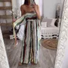 Mode Frauen Sommer Liebsten Overall Backless Vintage Bandage Strampler Gestreiften Overalls Party Breite Bein Lange Hosen