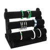 Black Velvet 3-Tier smycken Armband Watch Bangle Display Holder Stand Showcase T-Bar Storage Halsband Bangle Organizer247R