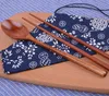 2019 japanska trä ätpinnar och sked med tygväska Portable porslin set bröllop favoriserar fest retur gåva sn3672