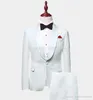 Ucuz Ve Güzel Bir Düğme Groomsmen Şal Yaka Damat smokin Erkekler Suits Düğün / Balo Sağdıç Blazer (Ceket + Pantolon + Kravat) M90