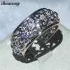 choucong Fashion Hollow Flower Anniversary ring 5A zircon Cz Rose White gold filled Engagement Wedding Band Rings For Women men