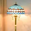 40 cm Nordic lampen Blauw Mediterraan Hotel Woonkamer Jade Vloerlamp Tiffany Gebrandschilderd Glas Pure Koperen Standing Licht