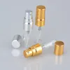 200 teile/los 2ML 2,5 ml 3ML Reise Nachfüllbare Glas Parfüm Flasche Mit UV Sprayer Kosmetische Pumpe Spray Zerstäuber silber Schwarz Gold Kappe F403