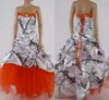 2020 Real Image Flower Girl Dresses Camo Satin Ruffle Crystals Strapless Orange Tulle Big Girls Party Graduation Dress Pageant Gowns Cheap