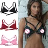 Punk Rebite Mulheres Underwear Adjustable Hollow Out Bonde Lingerie Sexy Strap Colete Faux Couro Tassel Crop Tops Exotic Cosplay Bra Belts