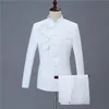 Crystal Men Wedding Suit Blazer Set Traditional Conference Daily Work Chinese Tunic Suit Stage Performance Drama Host Top Outfit