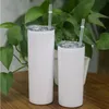 30oz sublimering avsmalnande skinny tumbler blank vit diy skinny kopp med lock halm 30oz rostfritt stål vatten kopp vakuum isolerat kaffe rånar