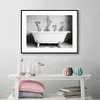 Gemälde Baby Tier in der Badewanne Poster Panda Giraffe Elefant Löwe Schwein Kuh Leinwand Malerei Kindergarten Wandkunst Nordic Bild Kid Room Decor