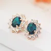 Nouvelle fleur vert cristal clip boucles d'oreilles pour oreilles non percées bijoux femmes fête de mariage bijoux mode sans trou boucles d'oreilles bijoux g9286913