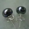 FREE SHIPPING + Beautiful Genuine 8-9 mm Black Fresh water Pearl Stud Earrings