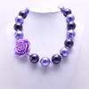 Cute Purple Color Kids Chunky Necklace Rose Flower Girls Child Bubblegum Beads Chunky Necklace Toddler Baby Jewelry