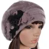 Fashion-Womens Angora Fransform Beeret Fur Beanie Цветочные Береты Подстроированные Skullp Зимняя Шляпа Forbusite