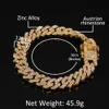 12MM Miami Cadena de eslabones cubanos Collar Pulseras Set para hombre Hip Hop Bling helado diamante Oro Plata Chains243l