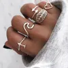 US Warehouse Boho Style Finger Ring Set - Cool Girls Triangle Star Fishtail-Shaped Joint Knuckle Nail Statement Ring Set for Women Girls