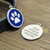 Rostfritt stål Personlig Hund ID Tag Dog Tillbehör Metall Skräddarsy Round Pet ID Taggar Plate Pet 8 Färger