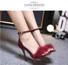 Hot Sale-New Fashion Plush Fish Mouth High Heels 11cm Sandals Large Size Shoes Cross-border Lady