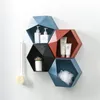 Enkel väggförvaring Box Creative Kombination Storage Rack Hängande vardagsrum Sovrum Bookcase Hexagonal Geometric Rack Holders