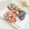 INS nieuwe Dame meisje Haar Scrunchy Ring Elastische Haarbanden Vintage bloemen gedrukt chiffon Dikke darm Dans Chouchou Haarband A38135838