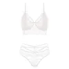 Femmes sous-vêtements ultra sexy lingerie soutien-gorge florale pure bralette et panty en maille avec bretelles spaghetti réglables en blanc rouge dzjl