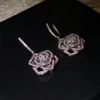 Goujon femme bijoux Rose boucles d'oreilles haute qualité 925 fleur en argent pour les femmes amour cadeau 1