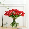 Dekoratif Çiçek Çelenk 9 PCS/SET Güzellik Lateks Laleler Çiçek Yapay Buket Sahte Gelin Düğün için Dekorasyon11
