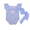 Newborn Rompers Clothes Infant Striped Soft Lace Photography Prop Infant Fly Sleeve Photo Jumpsuit Toddler Tutu Bowknot Bodysuit C269