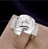 Epacket DHL Argento sterling placcato Elegante anello da donna con zircone DASR743 Taglia USA 7; Piatto da donna in argento 925 con anelli con pietre laterali