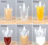 100 st 100 ml600 ml transparent stand up pip dryck väska plastpip förvaringspåse för fest bröllop juice öl med funlels9482859