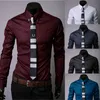 Men's Dress Shirts Mens Business Large Size Slim Dark Twill Casual Shirt Long Sleeved for Male M-5XL