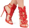 Top Brand estate del progettista della signora Scarpe da donna modo poco costoso Oro Argento Red Leaf High Heel Peep Toe Abito sandali calza le pompe delle donne