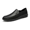 Respirável Casual Sapatos Masculinos Novos Slip Men Driving Shoes Couro Genuíno Peas Masculino Tênis Britânico Couro Preto % 669 's