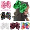 8 inch Women Rainbow Large Hair Bow Sequins Ribbon With Alligator Clip Children Headwear Bowknot Girls Hair Accessories