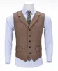 Hommes affaires gilet Boutique laine Plaid coupe ajustée chevrons gris coton costume gilet gilet pour mariage formel garçons d'honneur