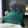 LivEsthete 100 Set di biancheria da letto in seta verde scuro Copripiumino ricamato Lenzuolo piatto Biancheria da letto Doppia Queen King per adulti13319409