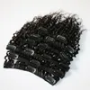 Afro Kinky Curly Clipe em Extensões de Cabelo Humano Brasileiro 100% Remy Hair 120g / Set Jet Black Color 1 #