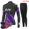 Liv 2018 Women Outdoor Sports Spring Summer Bike Bicycle Cycling long Sleeves jersey bib pants sets 9D gel pad MTB Clothing231r