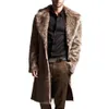 Mężczyźni ciepły zimowy długi płaszcz męska wysokiej jakości kurtki ze sztucznego futra znosić płaszcz z otwartym ściegiem kurtka Homme 2022 Nov20